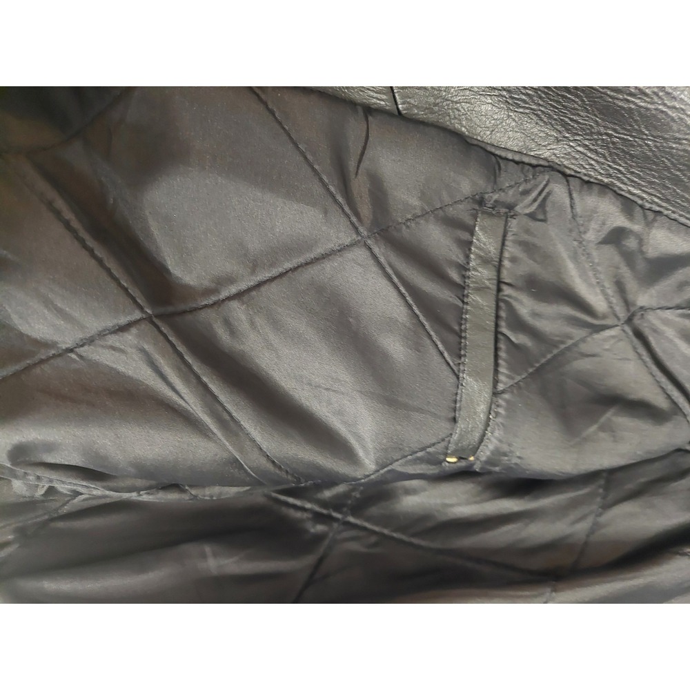 A-1 Vintage Black Leather Biker Jacket  Medium Rock Core 1950s 1960s 1980s Style - Picture 4 of 16